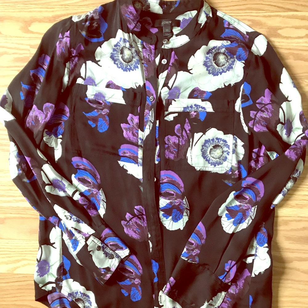 J. Crew Silk blend floral print blouse